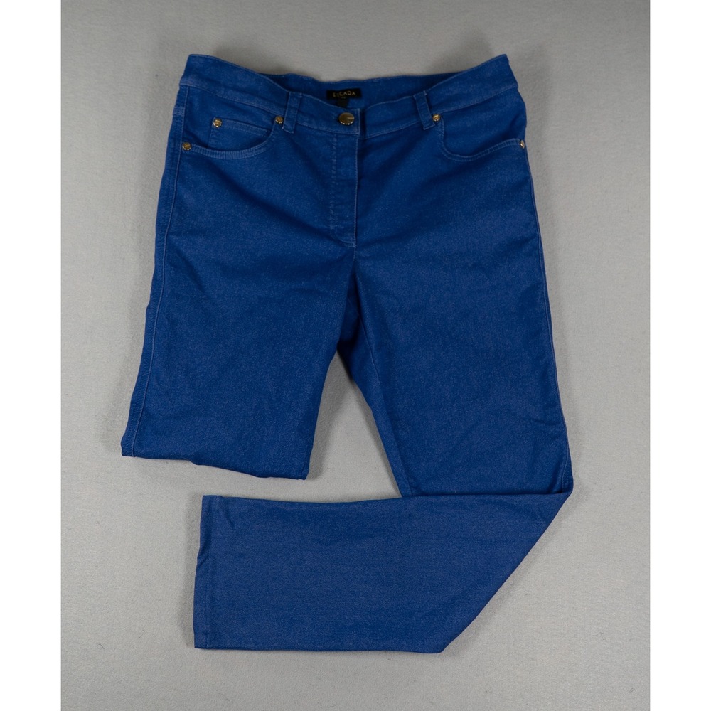 Escada Womens Pants J223 Straight Leg Five Pocket Azure Blue Size 40 Luxury